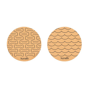 Scruffs 25cm Set of 2 Cork Pet Placemats - Wave & Bone Pet Bowl Mats Scruffs® 