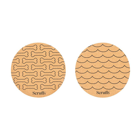 Scruffs 25cm Set of 2 Cork Pet Placemats - Wave & Bone Pet Bowl Mats Scruffs® 