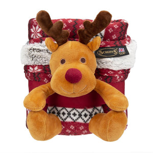 Santa Paws Blanket & Reindeer Gift Set - Red Dog Bed Scruffs® 