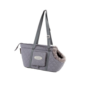 Wilton Pet Carrier Bag - Grey Dog Carrier with plush lining and adjustable straps by Pets Love Scruffs® 